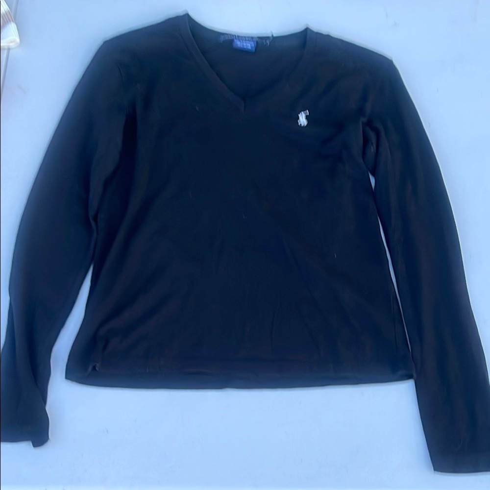 Polo Women's Black V-Neck Top